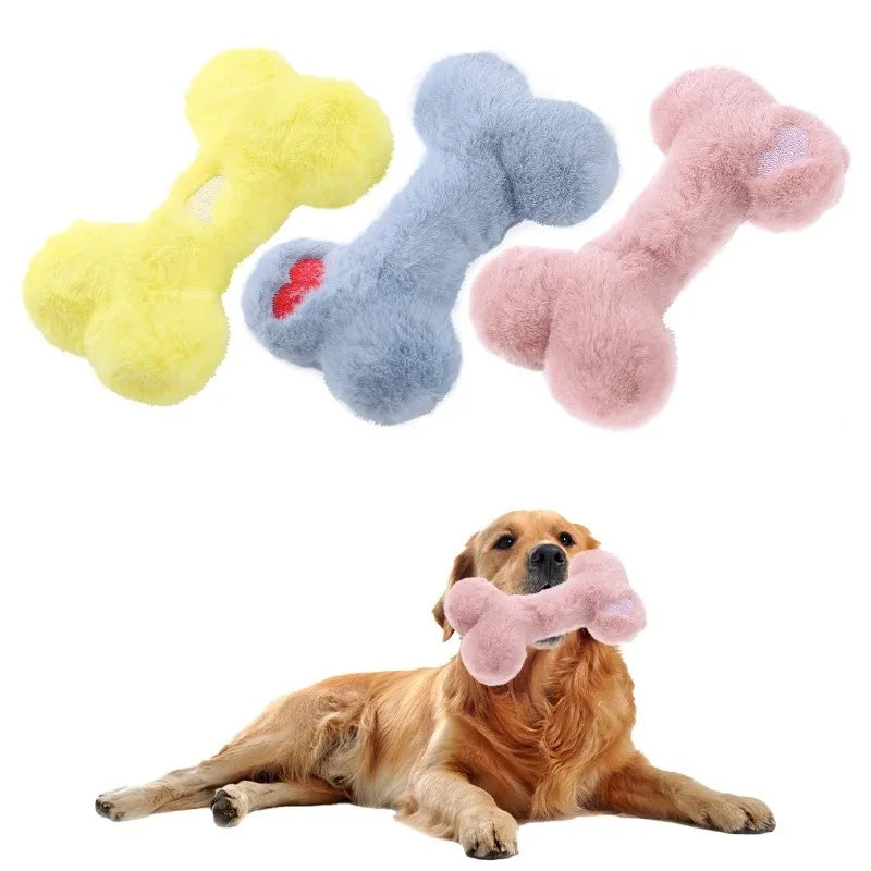 Cute Bone Plush Squeaky Dog Toy – Bite-Resistant Interactive Plush Dog Toy Axl
