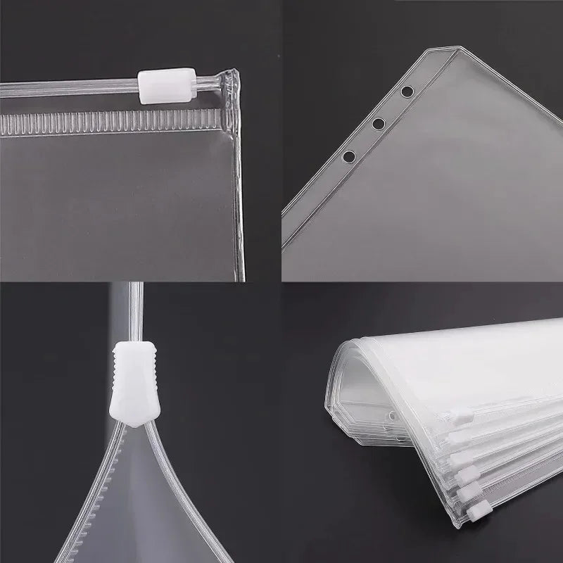 10-Pack PVC Zipper Binder Pockets A5 A6 A7 Cash Envelope Organizer Binder Zipper Pockets Axl
