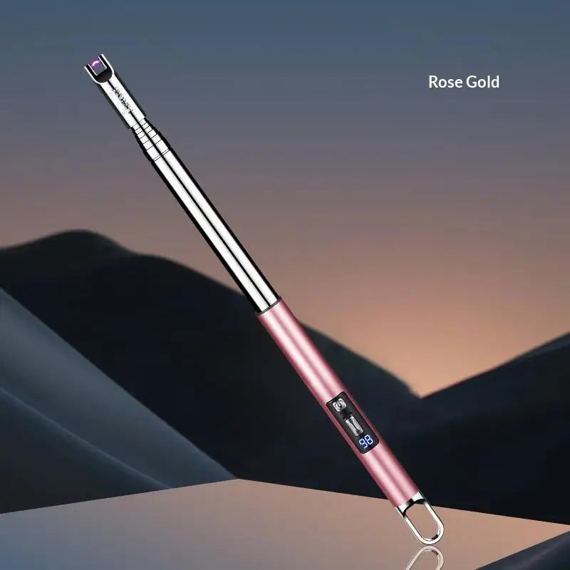 Retractable 100cm USB Arc Lighter – BBQ & Kitchen Igniter Electric Arc Lighter Axl Rose Gold