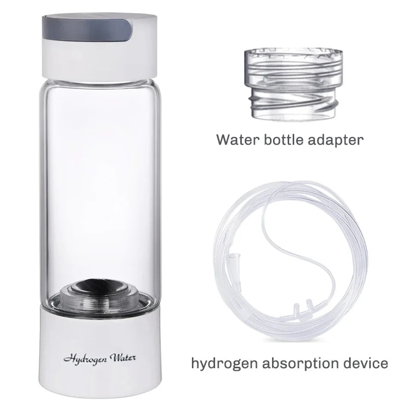 380ml Hydrogen Water Generator Bottle SPE/PEM Glass | BALASHOV Hydrogen Water Generator Axl WHITE