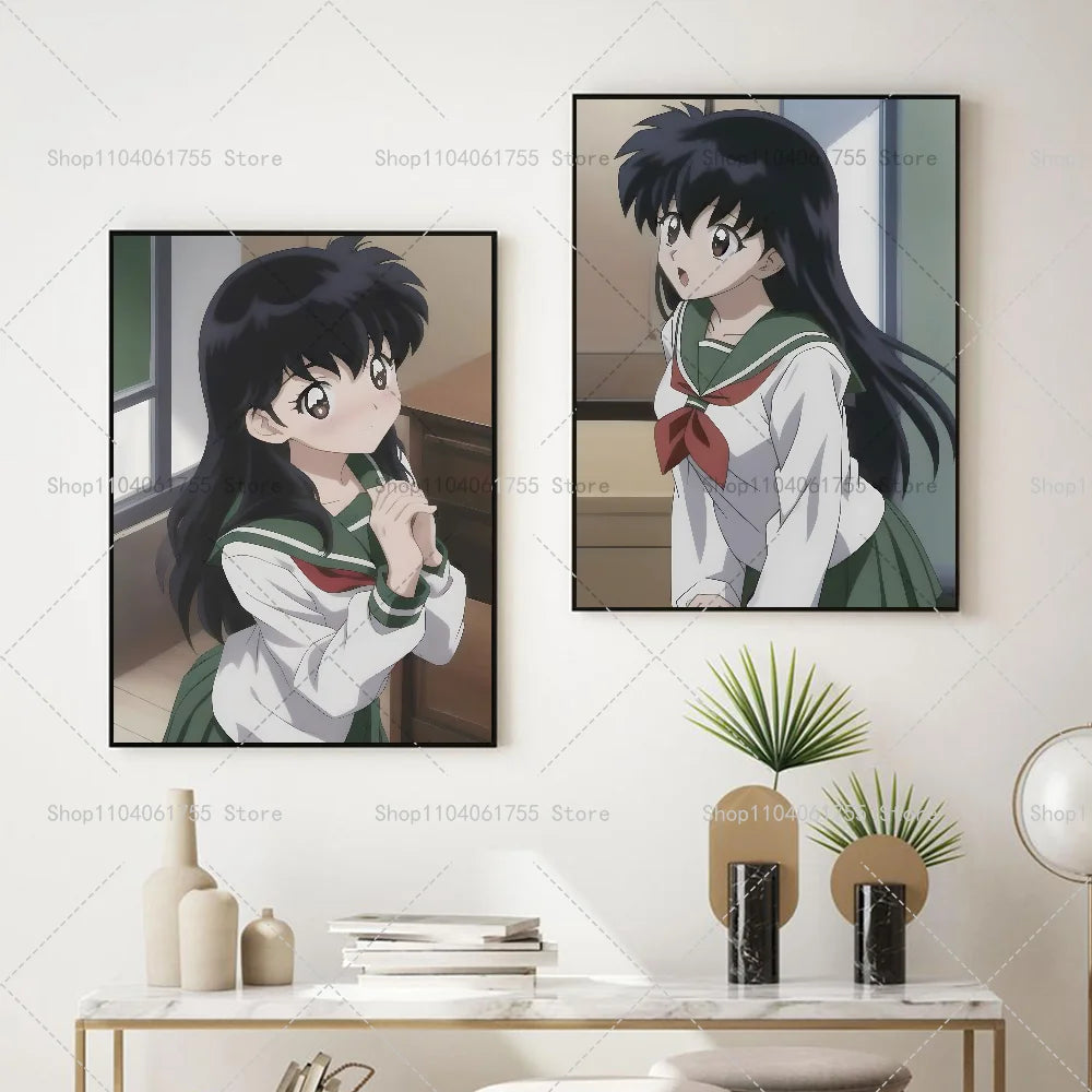 Inuyasha Kagome Anime Poster – Waterproof Self-Adhesive Wall Sticker Anime Wall Poster Axl