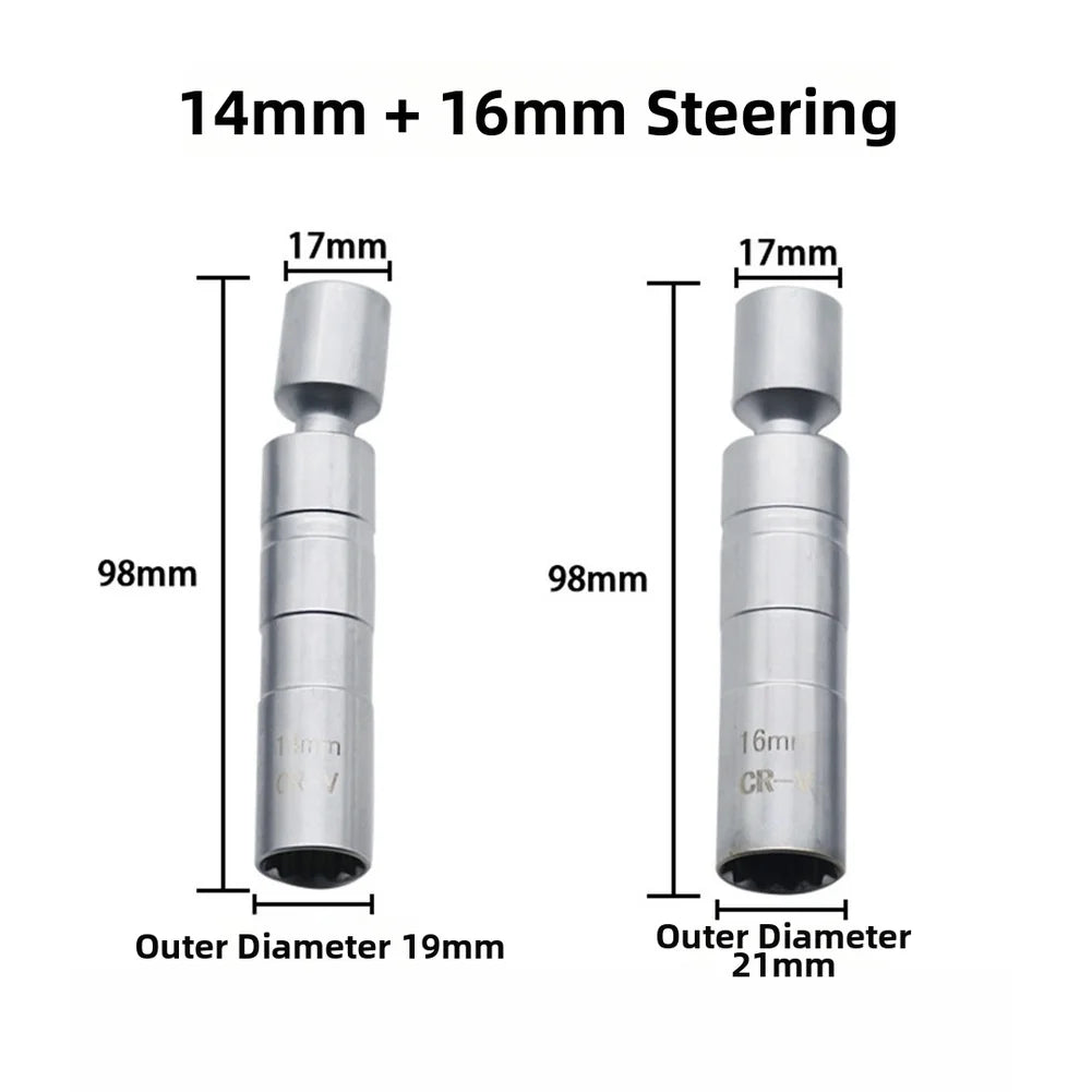 Magnetic Thin Wall Socket Set 14mm & 16mm – 12-Point Car Tool Socket Wrench Set Axl