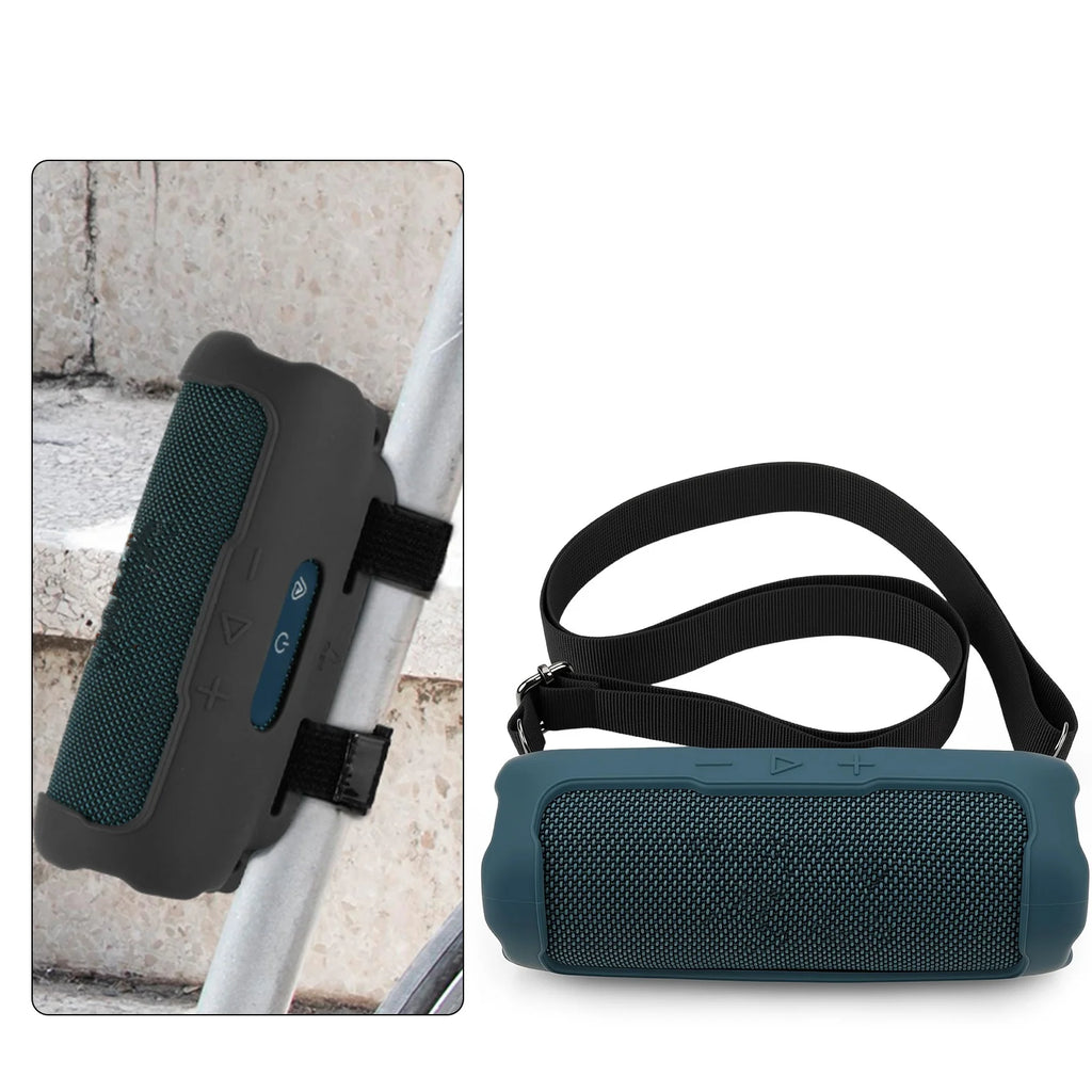 Silicone Case for JBL Flip 7 – Bike Mount Holder | Black & Blue Speaker Protective Case Axl