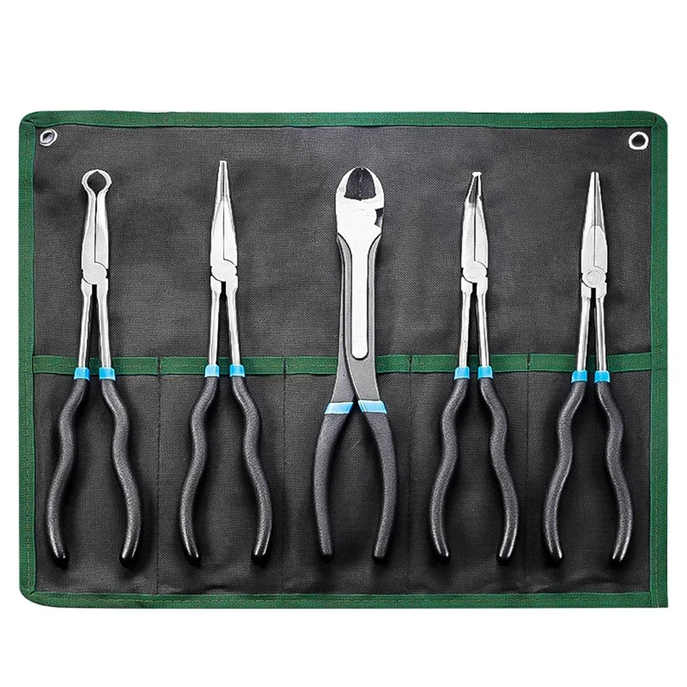 4/5-Piece Long Nose Pliers Set – Straight, 45° & 90° Curved Pliers Set Axl
