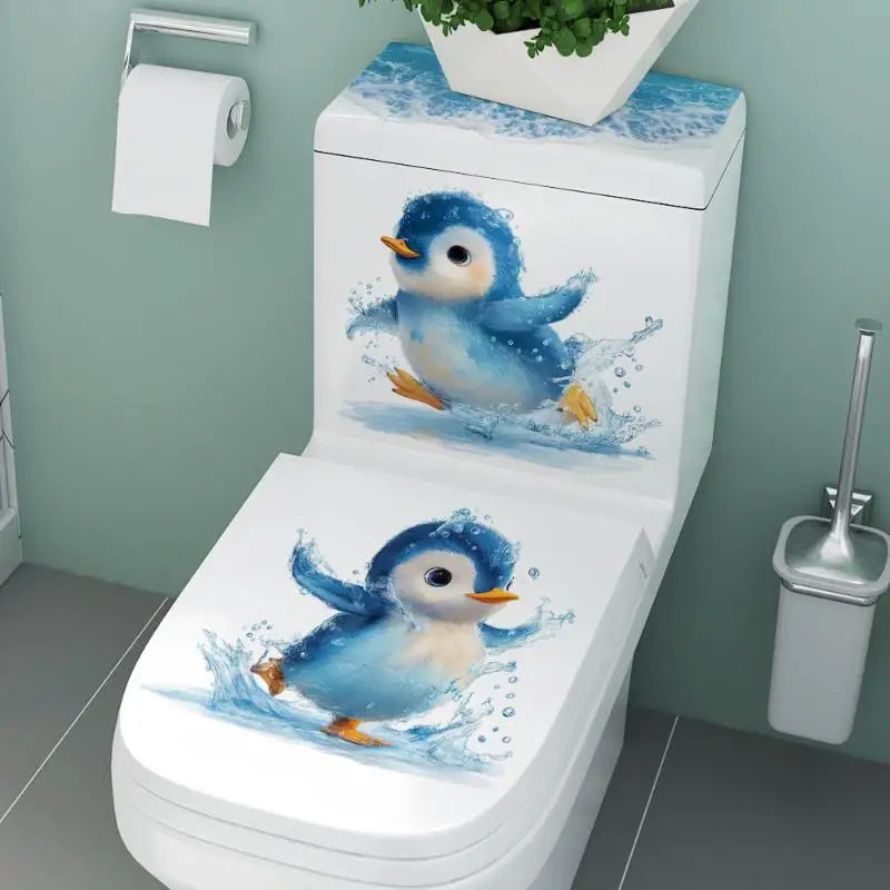 Swimming Penguin Toilet Sticker – Waterproof Bathroom Decal Bathroom Wall Sticker Axl