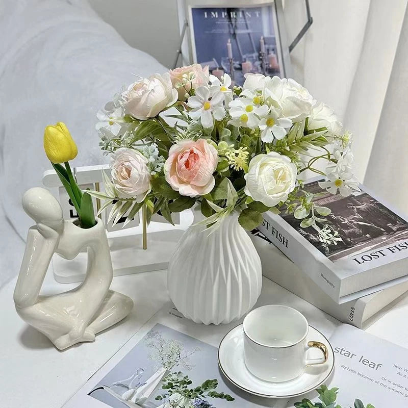 Nordic Imitation Ceramic Flower Vase – Home & Wedding Decor Decorative Flower Vase Axl