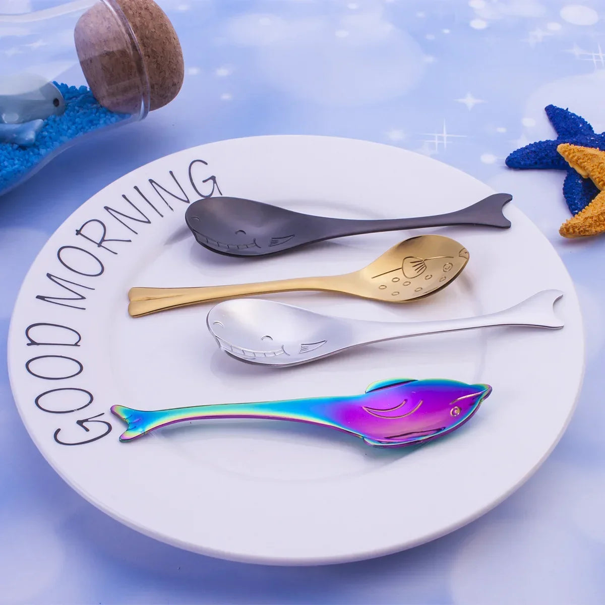 Fish-Shaped Stainless Steel Spoon – Cute Marine Coffee Spoon Novelty Dessert Spoon Axl
