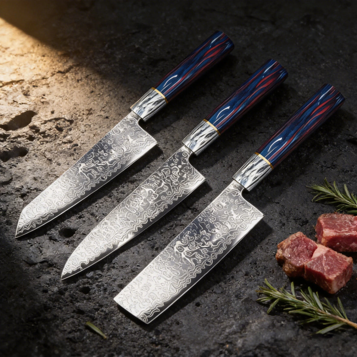 Damascus Steel Chef Knife Set – Japanese-Style Kitchen Gift Damascus Chef Knife Axl