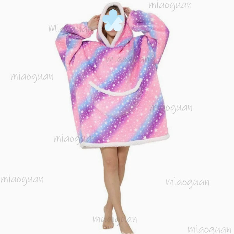 Oversized Flannel Blanket Hoodie – Fleece Pullover Sweatshirt Fleece Blanket Hoodie Axl purple One Size