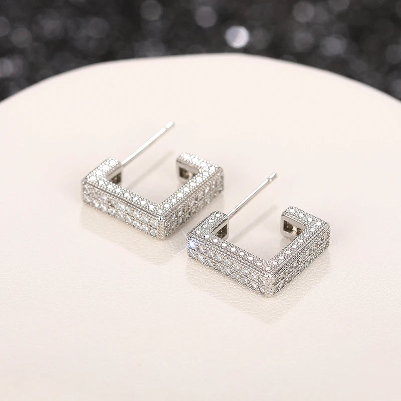 Huitan Geometric Cubic Zirconia Stud Earrings for Women Stud Earrings Axl