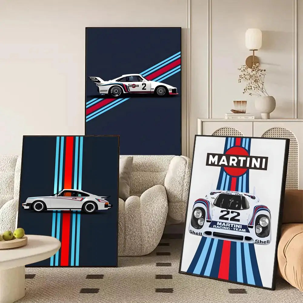 Martini Racing Car Poster – Self-Adhesive Wall Art Sticker Wall Art Poster Axl