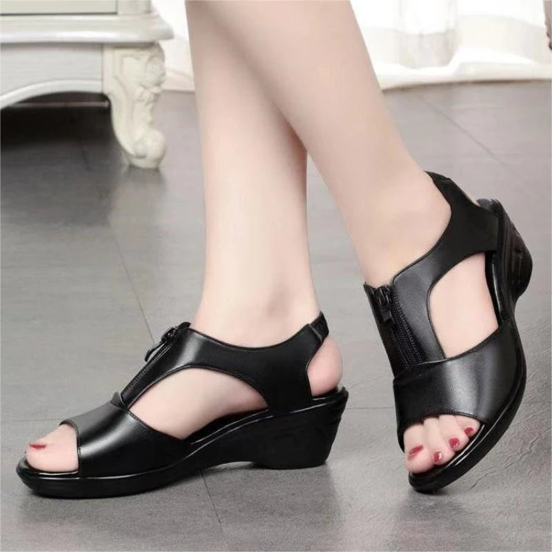YBQJOO Women's Wedge Sandals – Peep Toe Plus Size EU 36–48 Wedge Sandals Axl black 41