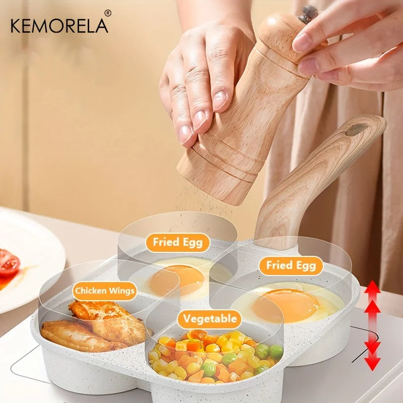 KEMORELA 4-Hole Non-Stick Egg & Burger Pan – Stone Coating Egg Frying Pan Axl