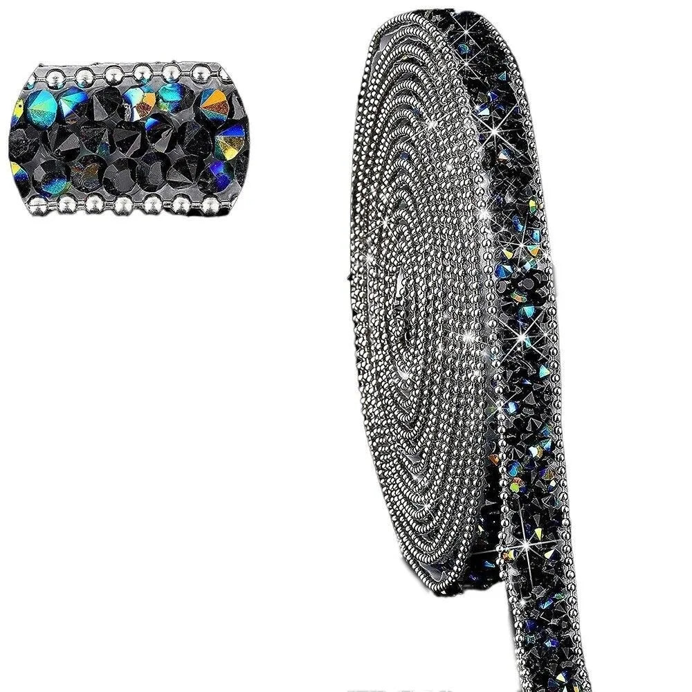 Self-Adhesive Rhinestone Ribbon 1cm – Bling Crystal Strip Craft Rhinestone Ribbon Axl Black AB