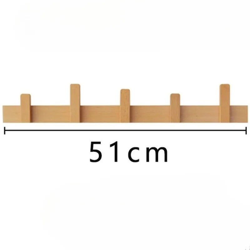 Wooden Wall-Mounted Coat Rack – 8-Hook Pine Clothes Hanger Wall-Mounted Coat Rack Axl 5 Hooks