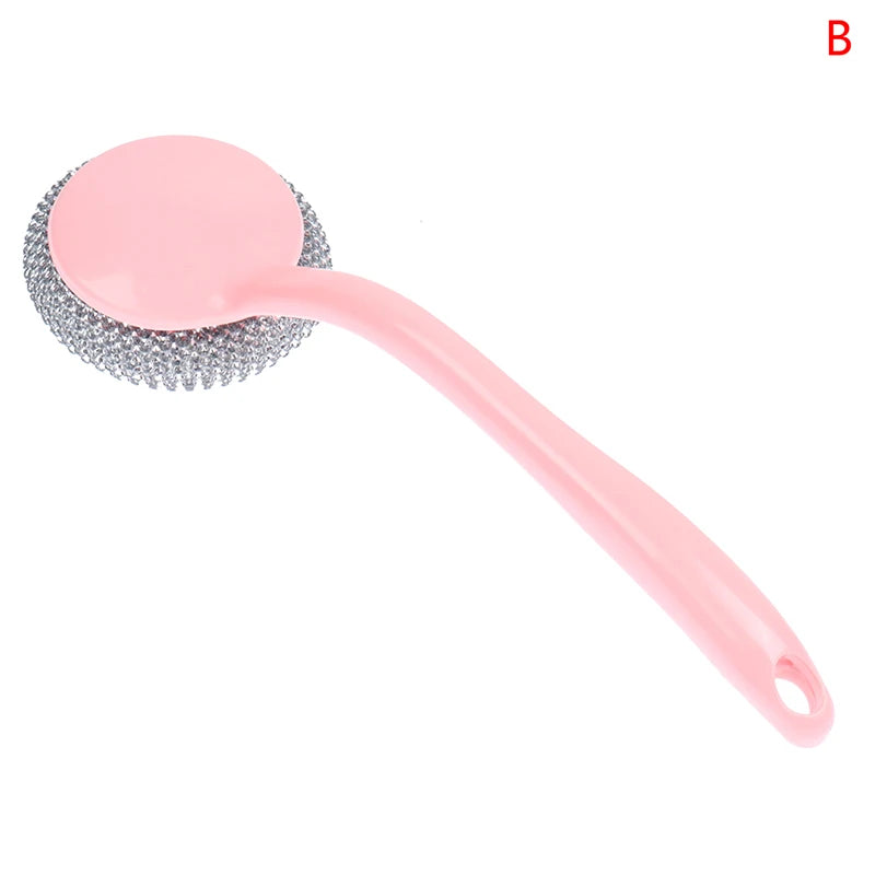 Stainless Steel Wire Ball Brush Long Handle | Kitchen Scrubber Kitchen Cleaning Brush Axl B