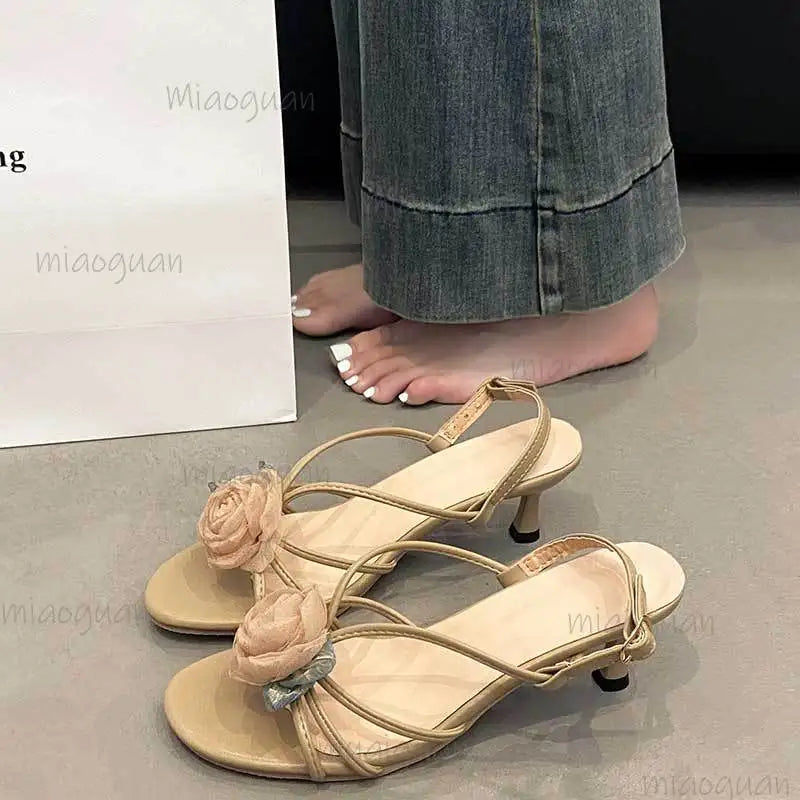 Women's Open Toe Thin Heel Sandals – Floral Dress Heels Dress Heel Sandals Axl