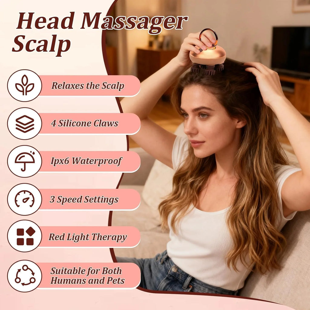 Electric Scalp Massager – IPX6 Waterproof, Rechargeable, 2 Speeds Electric Scalp Massager Axl