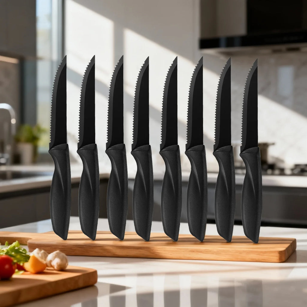 YRIDEFE Serrated Steak Knife Set – Stainless Steel 2/4/6/8 Pc Steak Knife Set Axl