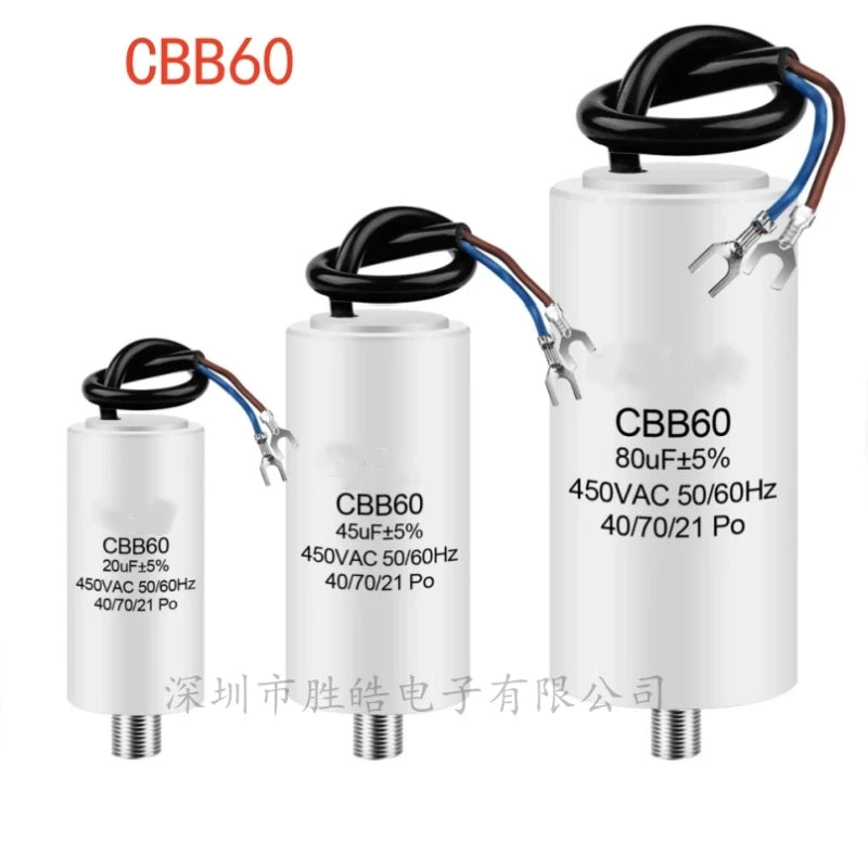 CBB60 Motor Run Capacitor 450V 4–100µF | Water Pump & Washer Motor Run Capacitor Axl 450V90UF