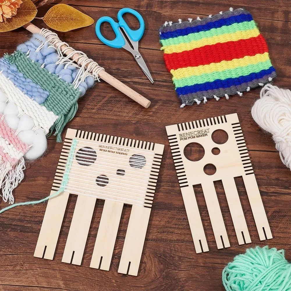 Wood Pom Pom Maker Loom Kit – 4 Sizes DIY Wool Craft Tool Pom Pom Maker Kit Axl