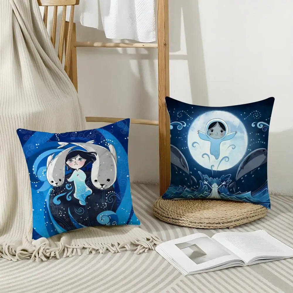 Song of the Sea Linen Cushion Cover | Hidden Zipper Pillowcase Decorative Cushion Cover Axl
