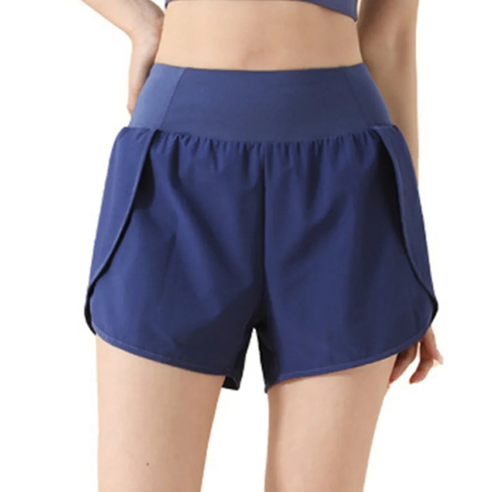 Women's 2-in-1 Yoga Shorts – Anti-Glare, Side Pockets, Breathable Women's Yoga Shorts Axl Blue-M