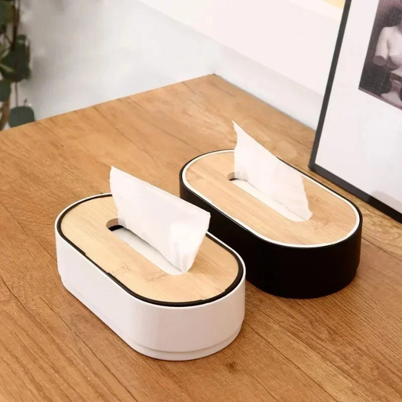 Natural Bamboo Tissue Holder & Napkin Storage Box Napkin Holder Axl