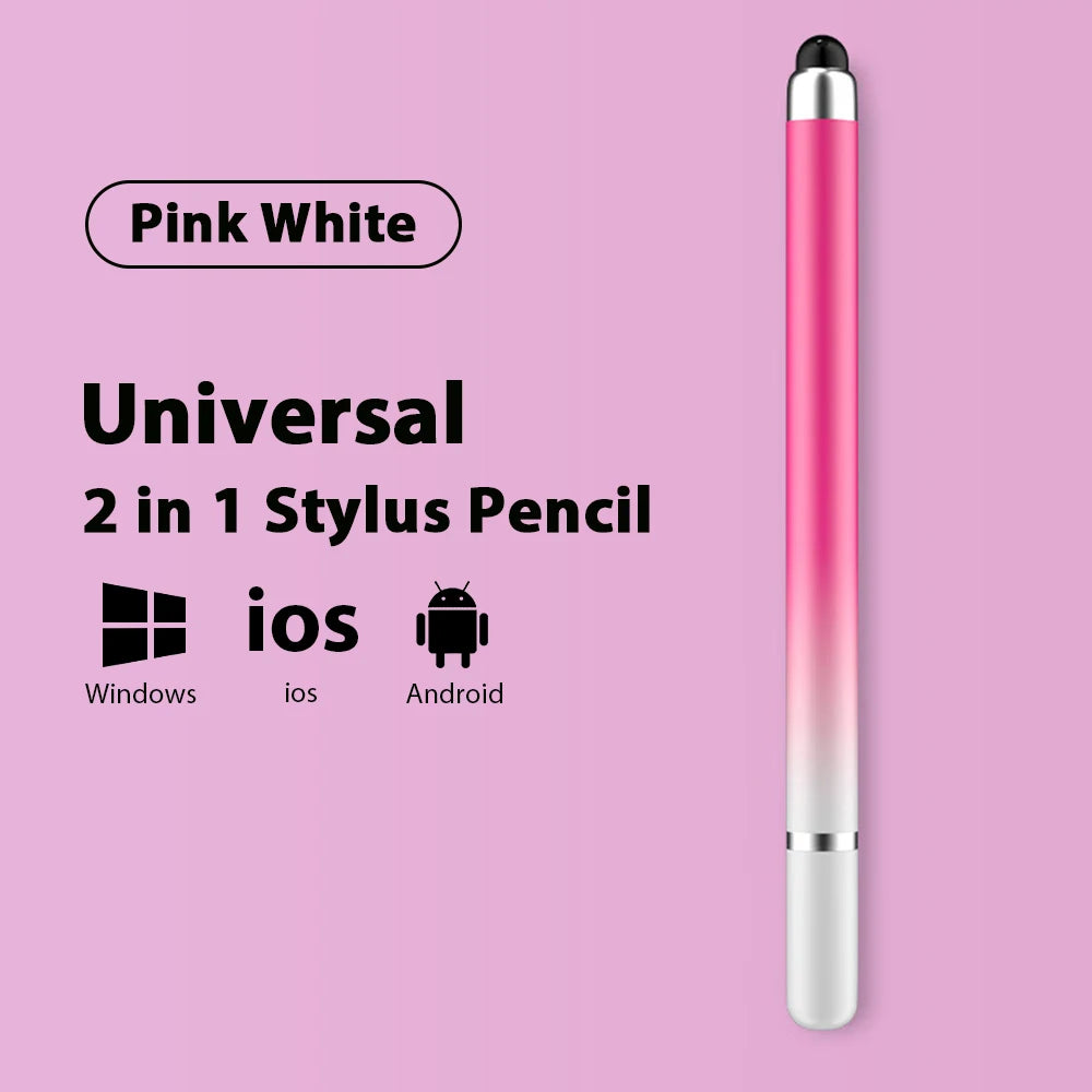 Universal 2-in-1 Stylus Pen – Disc & Silicone Tip for iPad & Tablet Tablet Stylus Pen Axl Pink White