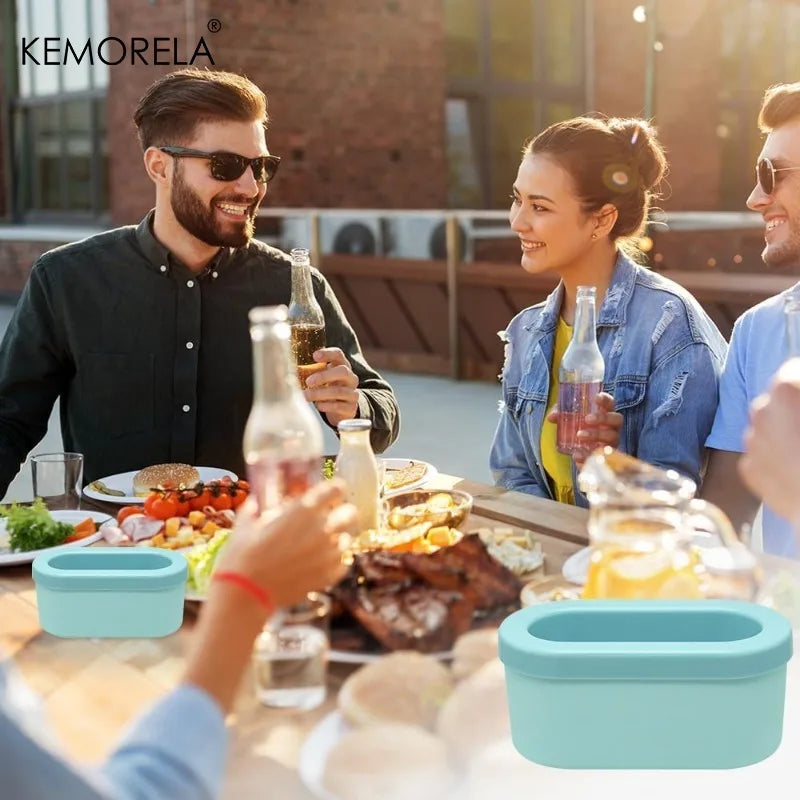KEMORELA Silicone Ice Cube Mould with Oval Bucket & Storage Box Silicone Ice Mould Axl