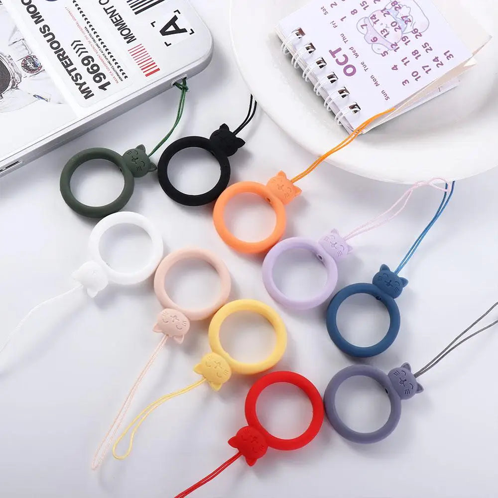 Cute Cat Silicone Finger Ring Lanyard – Anti-Lost Phone Pendant Phone Ring Lanyard Axl