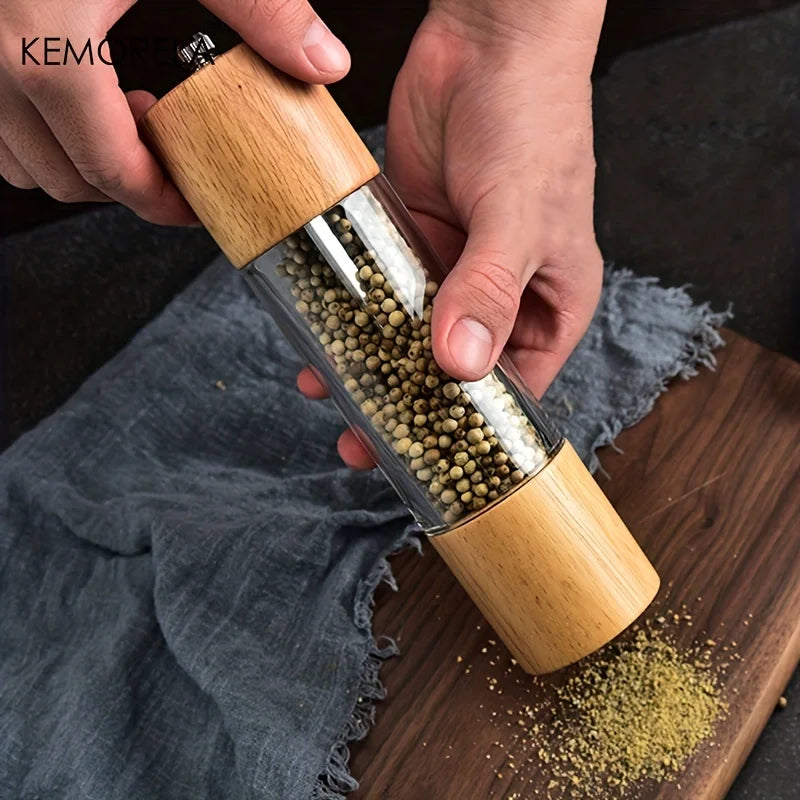 KEMORELA Acrylic & Wood Salt and Pepper Grinder Set Salt & Pepper Mill Axl