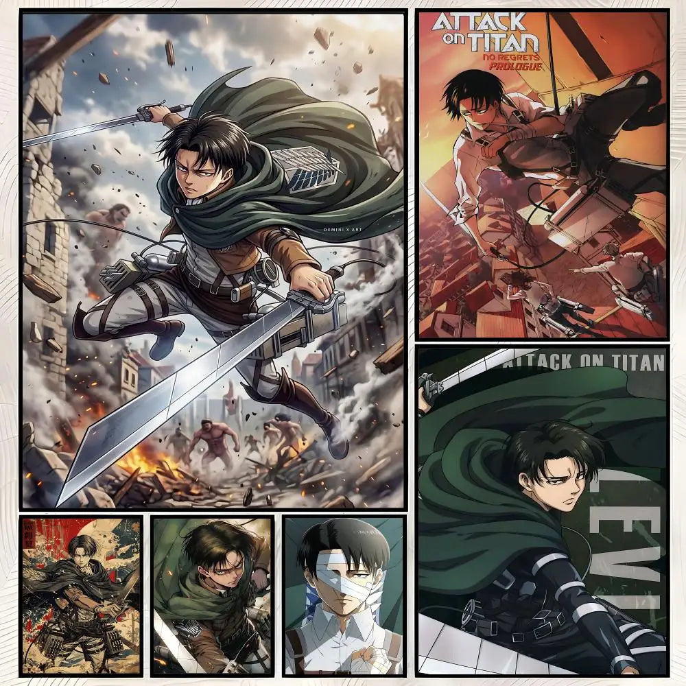 Levi Ackerman Self-Stick HD Anime Wall Art Poster | Waterproof Anime Wall Poster Axl
