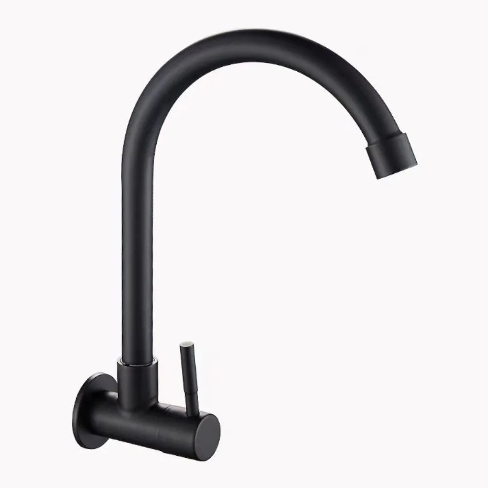 Black Rotating Wall-Mounted Single Cold Water Tap | Kitchen & Bath Kitchen Faucet Axl C