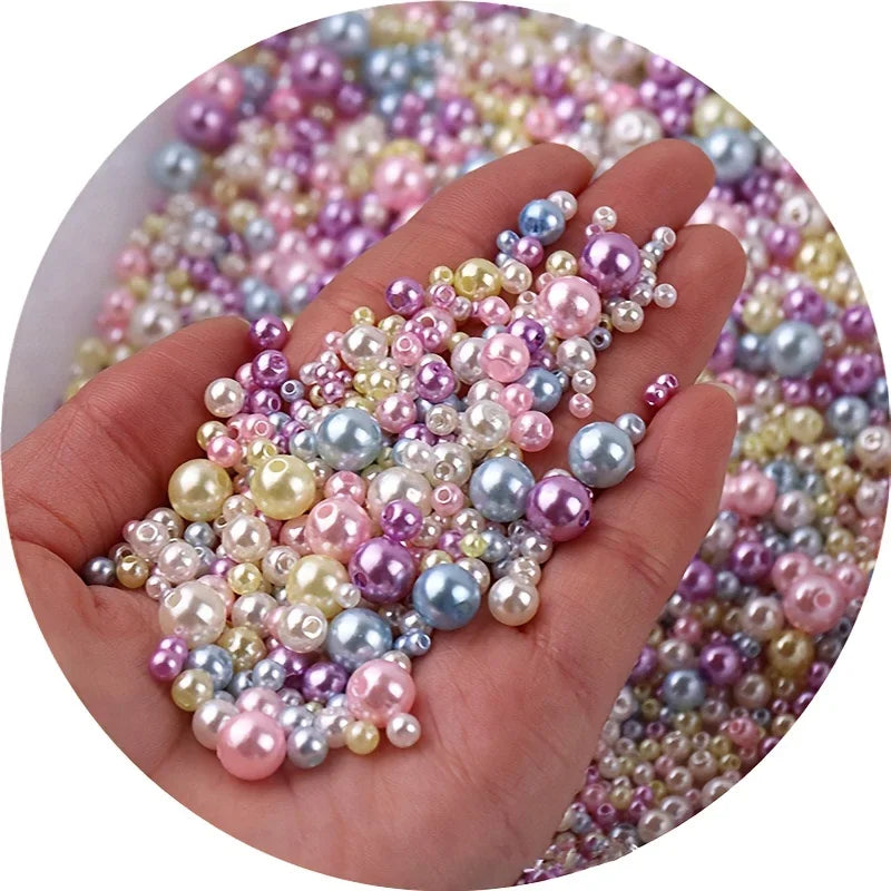 150pcs Double-Hole Pearl Beads – Round Loose Beads for DIY DIY Jewelry Beads Axl
