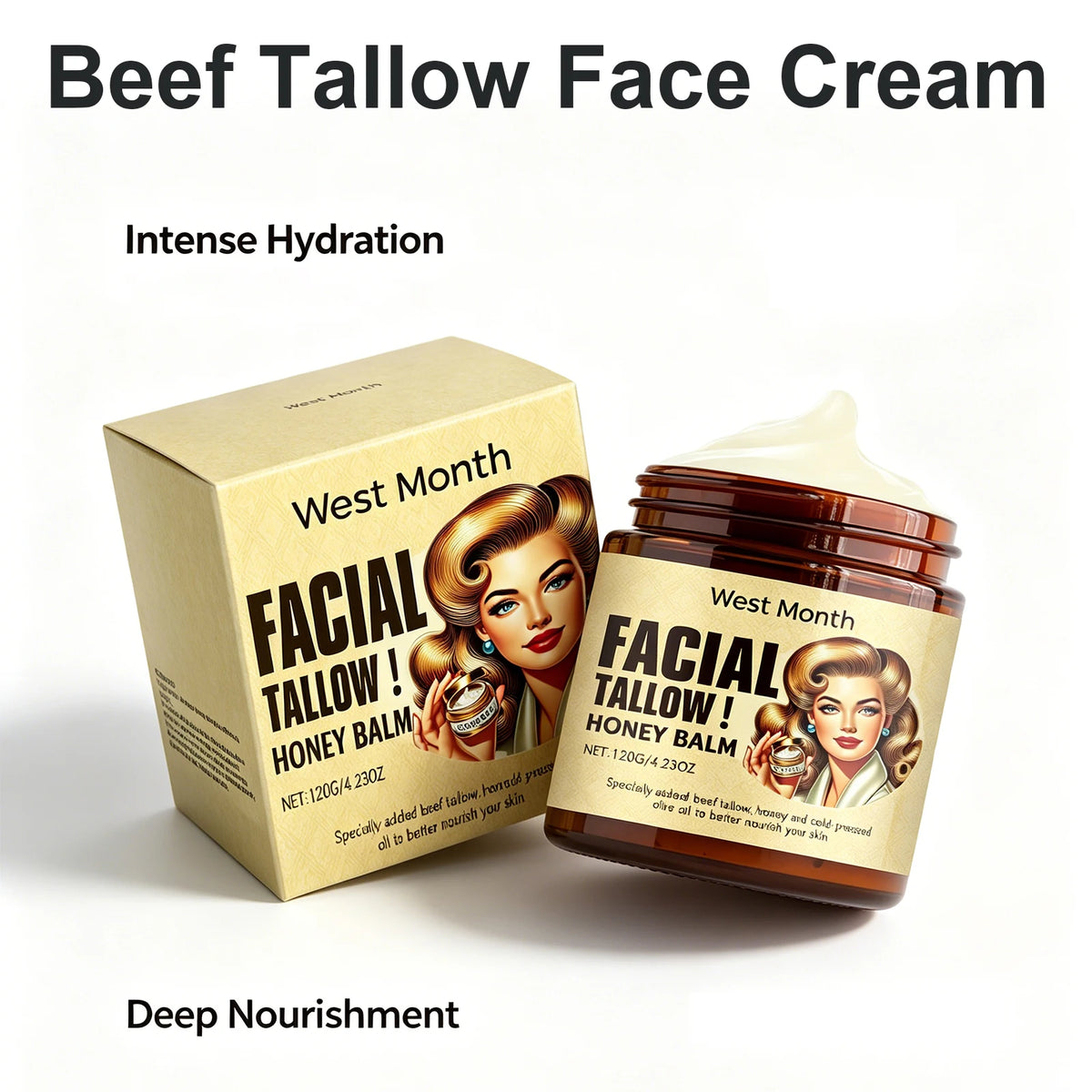 Grass-Fed Beef Tallow Face Cream – Moisturizing & Firming Face Moisturizer Cream Axl