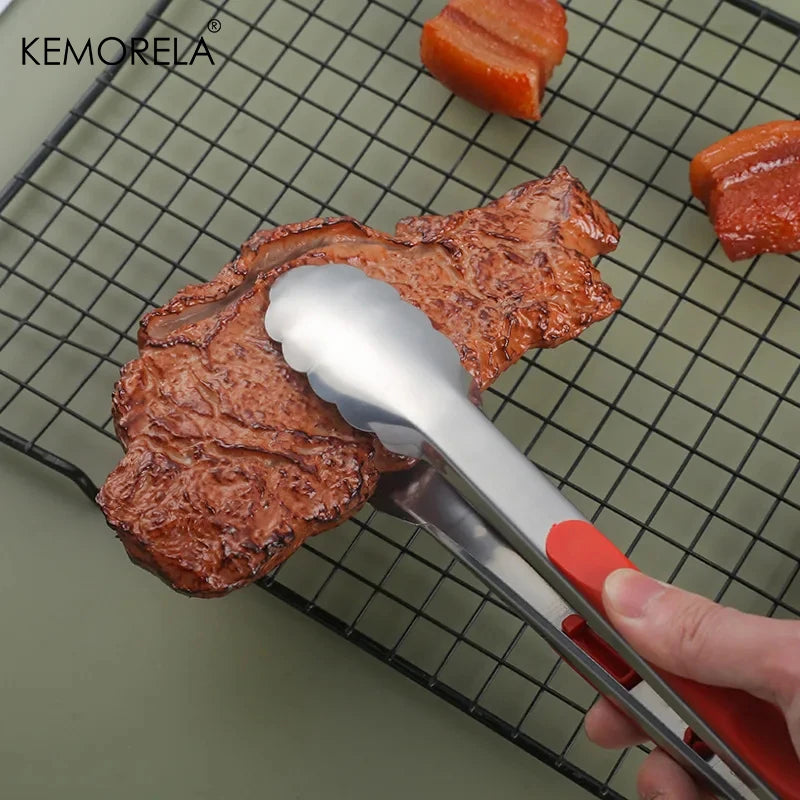 Silicone BBQ Tongs – Stainless Steel Kitchen Serving Clip Kitchen Serving Tongs Axl