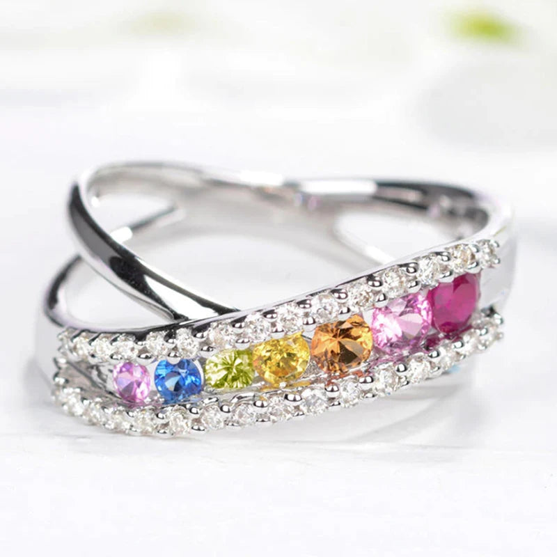 Huitan CZ Cross Ring – Colorful Cubic Zirconia Women's Ring Fashion Ring Axl Q504 6