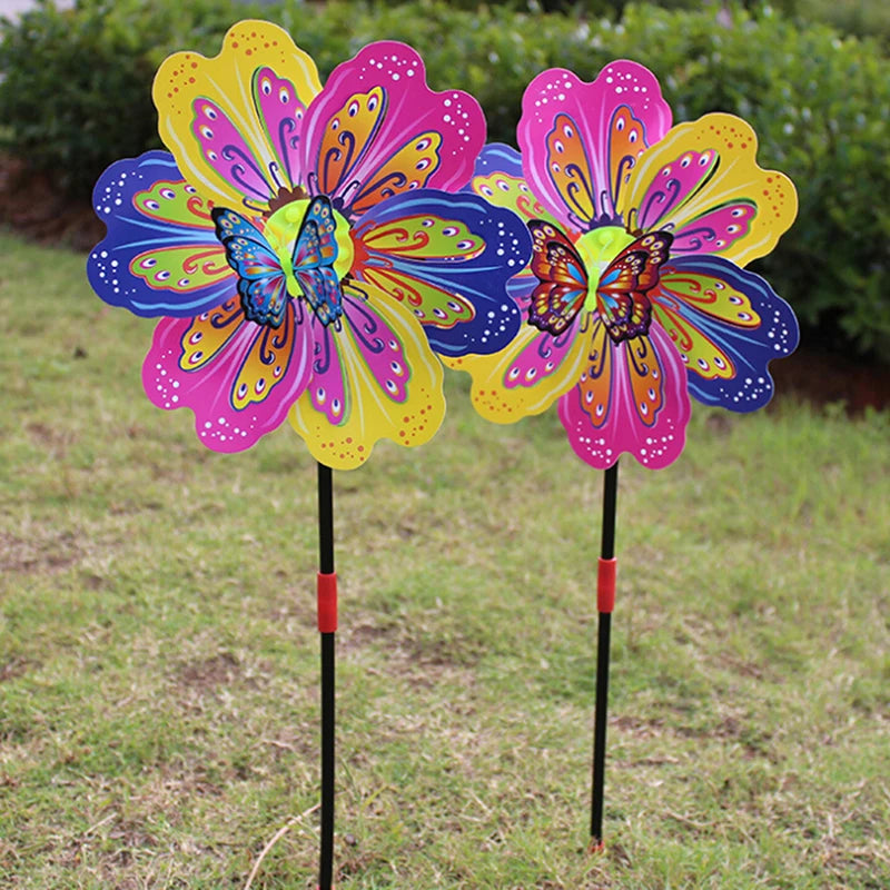 Butterfly Flower Wind Spinner – Colourful Garden Windmill Decor Garden Wind Spinner Axl
