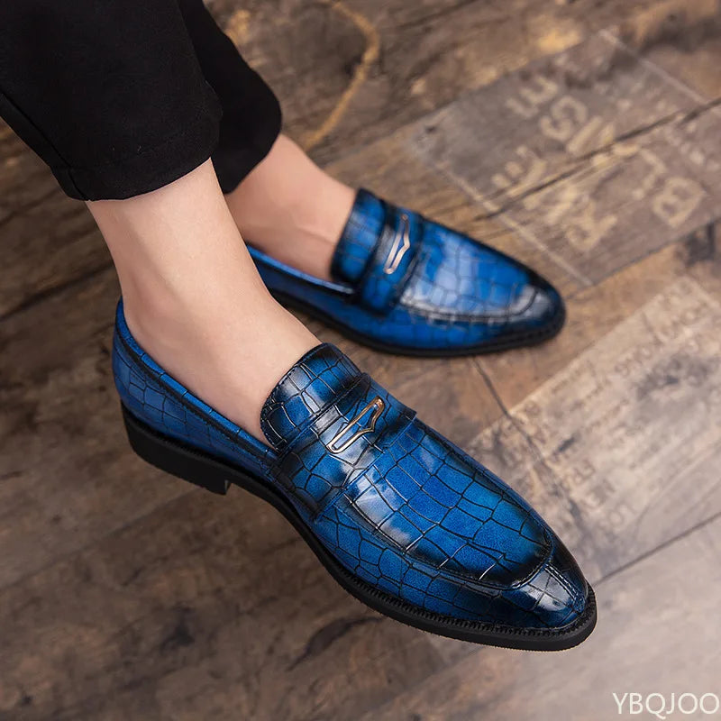Men's Slip-On Dress Loafers – Classic Formal Wedding Shoes Men's Dress Loafers Axl Blue 45