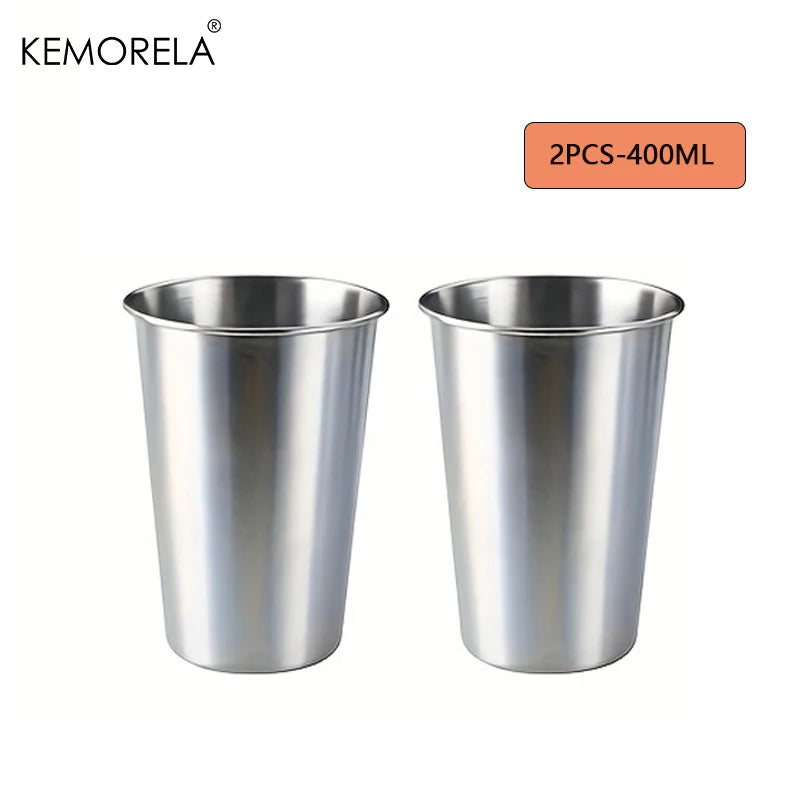 KEMORELA Stackable Stainless Steel Camping Cups 300/400ml | 2-4 Pack Stainless Steel Tumblers Axl 2PCS 400ML 301-400ml