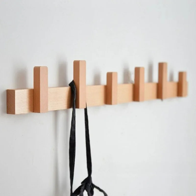 Wooden Wall-Mounted Coat Rack – 8-Hook Pine Clothes Hanger Wall-Mounted Coat Rack Axl