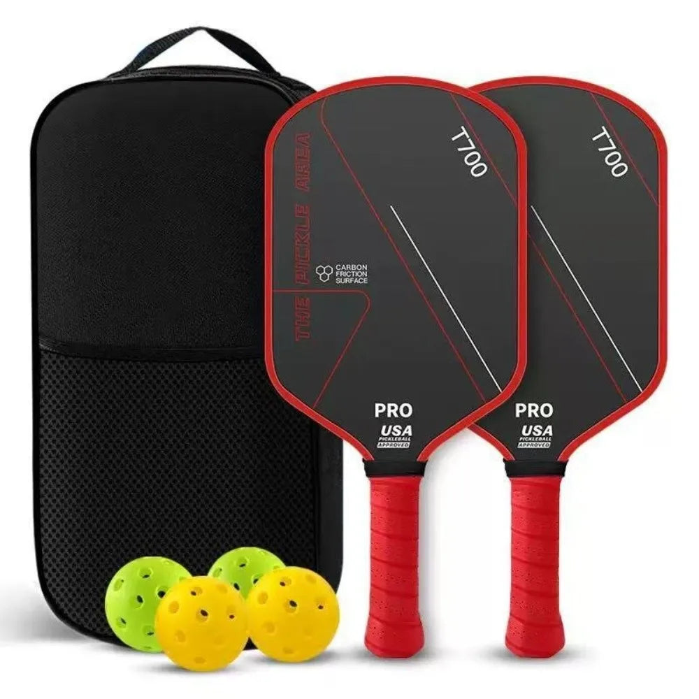 T700 Carbon Fiber Pickleball Paddle 16MM | USAPA Approved Set Pickleball Paddle Axl Red - 7pcs Set