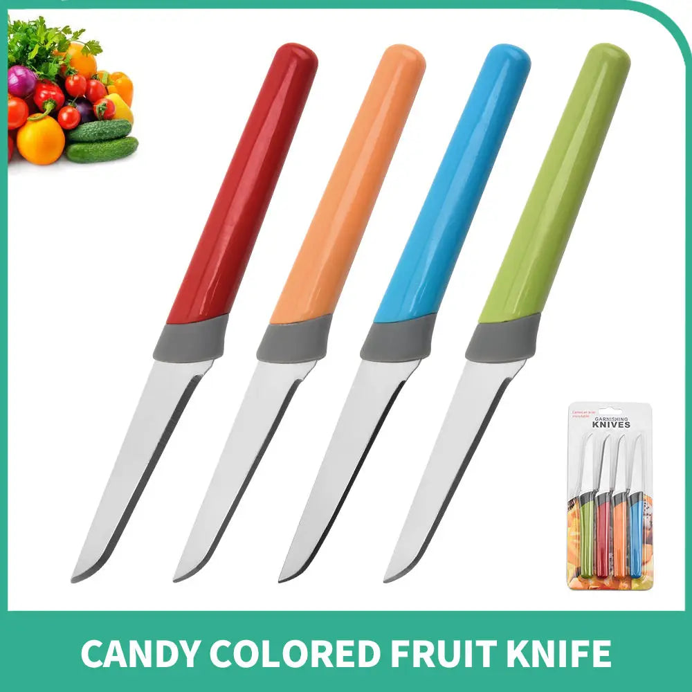 4-Piece Stainless Steel Paring Knife Set – Colorful Fruit Knives Paring Knife Set Axl
