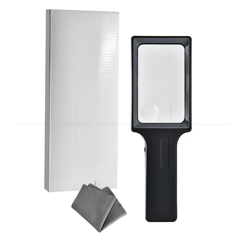 Handheld Magnifying Glass 3–8X 20 LED Lights HD Square Loupe Illuminated Magnifier Axl 3x 8x