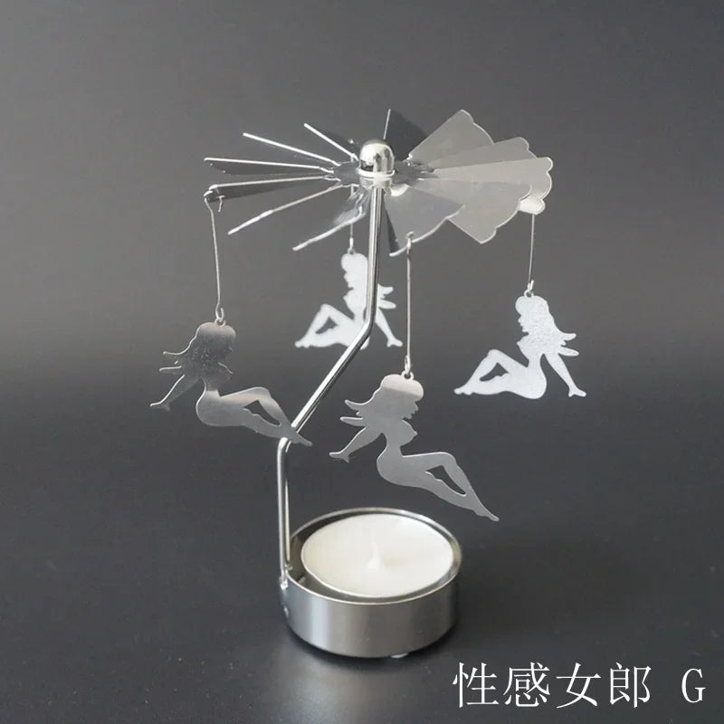Spinning Metal Carousel Tea Light Candle Holder | Xmas Decor Candle Holder Axl beauty