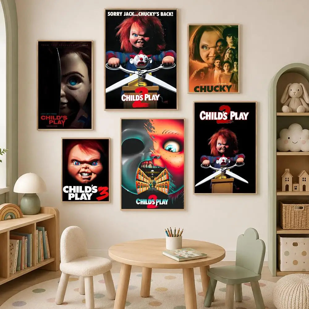 Chucky Horror Movie Self-Stick PVC Wall Poster – HD Waterproof Wall Art Poster Axl