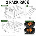 Dual Air Fryer Multi-Layer Rack with Skewers & Baking Paper Air Fryer Rack Set Axl 2 Pack Rack