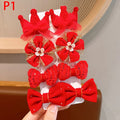 8-Piece Girls Red Bow Hair Clips – Handmade Ribbon Barrettes Kids Hair Barrettes Axl N1