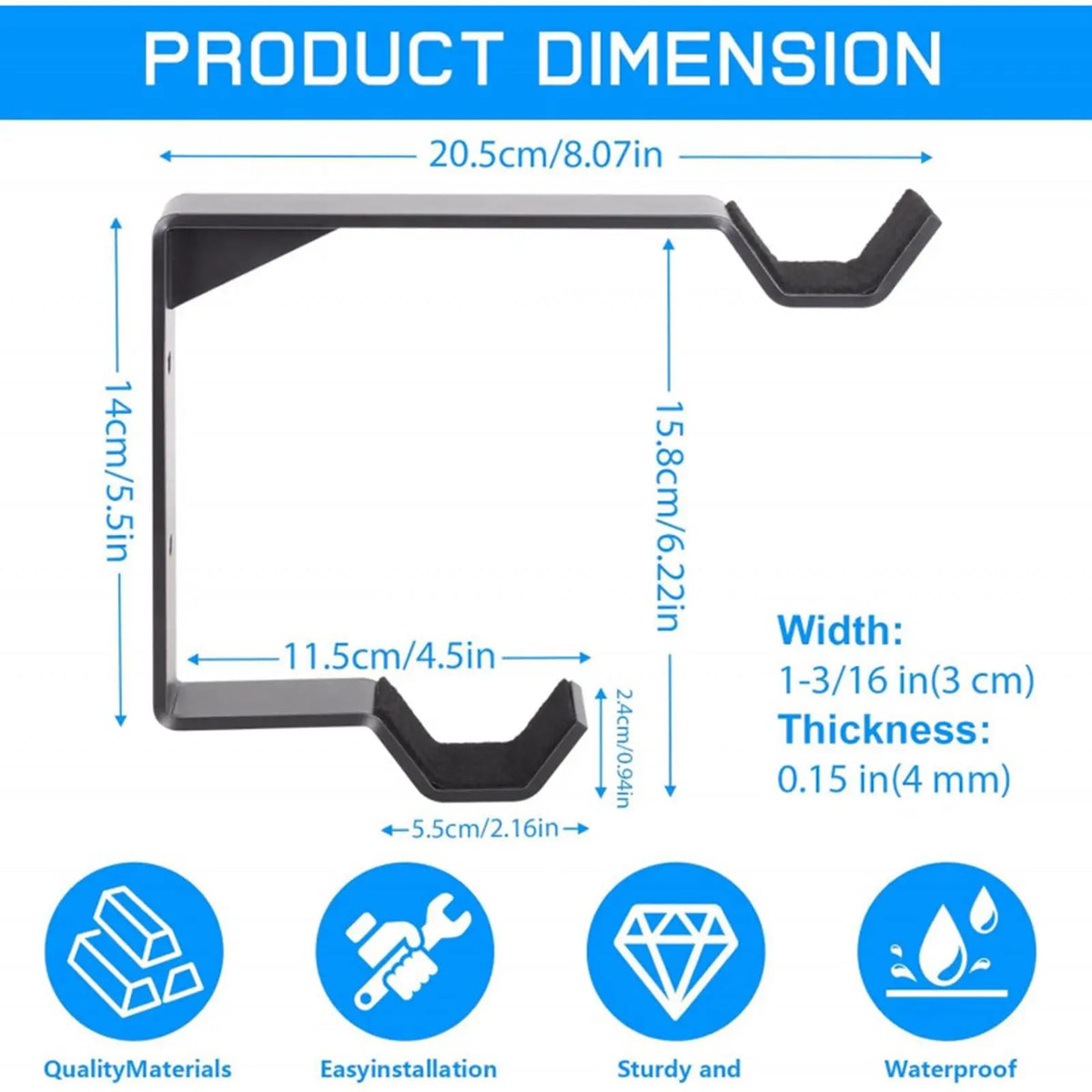 Vertical Bike Wall Mount Hook with Tire Tray – Heavy Duty Steel Bike Wall Mount Hook Axl